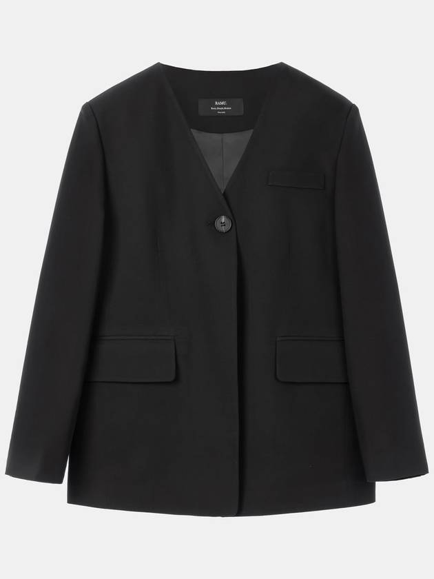 Colin Office Setup V-Neck One Button Jacket Black - RAMUSTUDIO - BALAAN 2