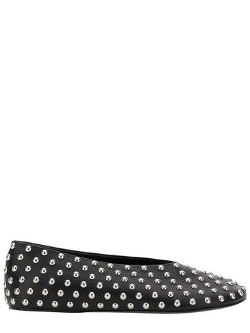 Black Ballet Flats With All-Over Stud In Leather Woman - JIL SANDER - BALAAN 1