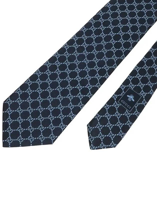 GG logo silk jacquard tie navy - GUCCI - BALAAN 4