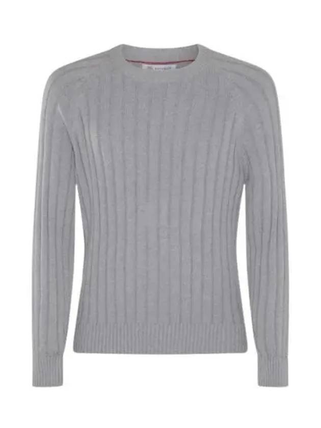 Cashmere Silk Round Neck Knit Top Grey - BRUNELLO CUCINELLI - BALAAN 2