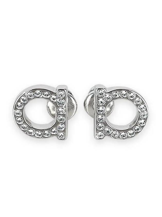 Gancini Crystal Small Earrings Silver - SALVATORE FERRAGAMO - BALAAN 3