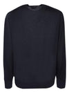 Superfine Crew Neck Wool Knitted Sweater Navy - PRADA - BALAAN 3