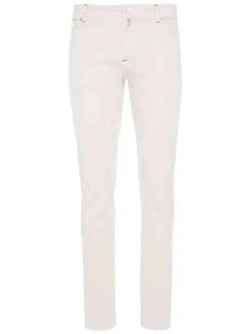 Leather patch ivory denim pants 271237 - KITON - BALAAN 1