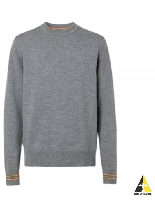 Men's Icon Striped Wool Long Sleeve T-Shirt Grey - BURBERRY - BALAAN 2