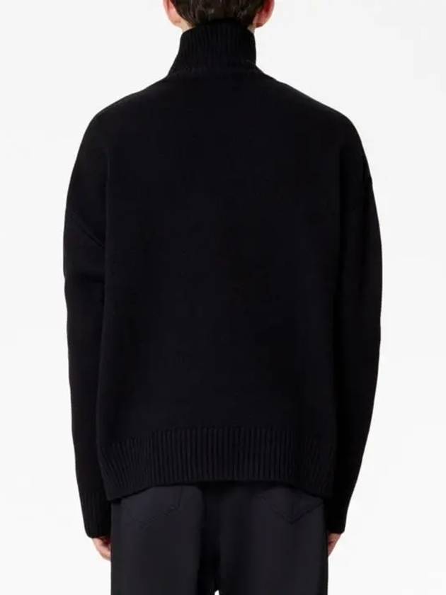 Heart Logo Knit Turtleneck Black - AMI - BALAAN 4