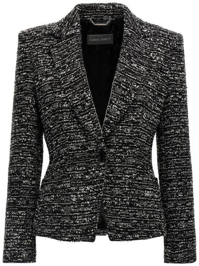 Boucle single breasted blazer jacket black - ALBERTA FERRETTI - BALAAN 2