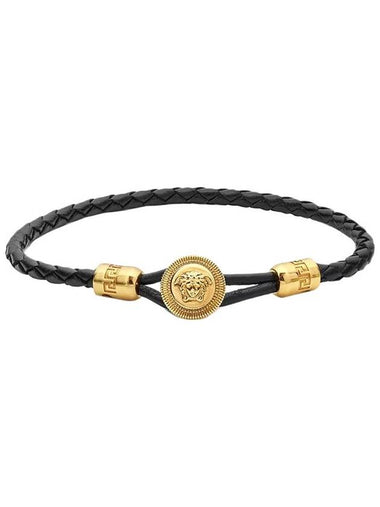 Medusa Biggie Leather Bracelet Black - VERSACE - BALAAN 1