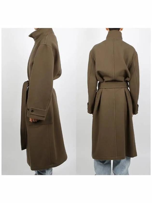 Wrap Wool Double Coat Dark Squirrer - LEMAIRE - BALAAN 4