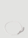 Logo Plaque Glass Pearl Bracelet Cream - SAINT LAURENT - BALAAN 3