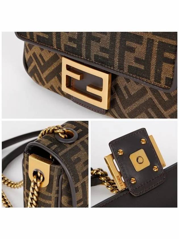 Baguette Chain FF Jacquard Medium Cross Bag Brown - FENDI - BALAAN 5