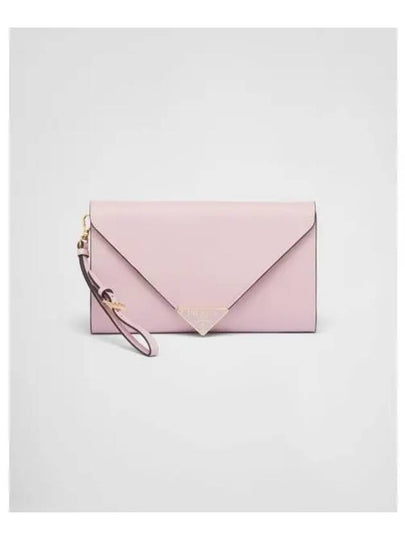 Triangle Logo Saffiano Chain Clutch Bag Alabaster Pink - PRADA - BALAAN 2