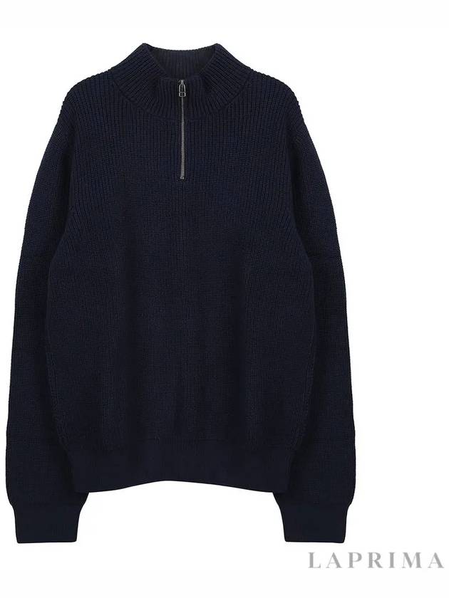 Mock Neck Half Zip-Up Knit Top Navy - A.P.C. - BALAAN 9