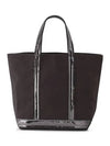 Canvas M Cabas Tote Bag Anthracite - VANESSA BRUNO - BALAAN 1