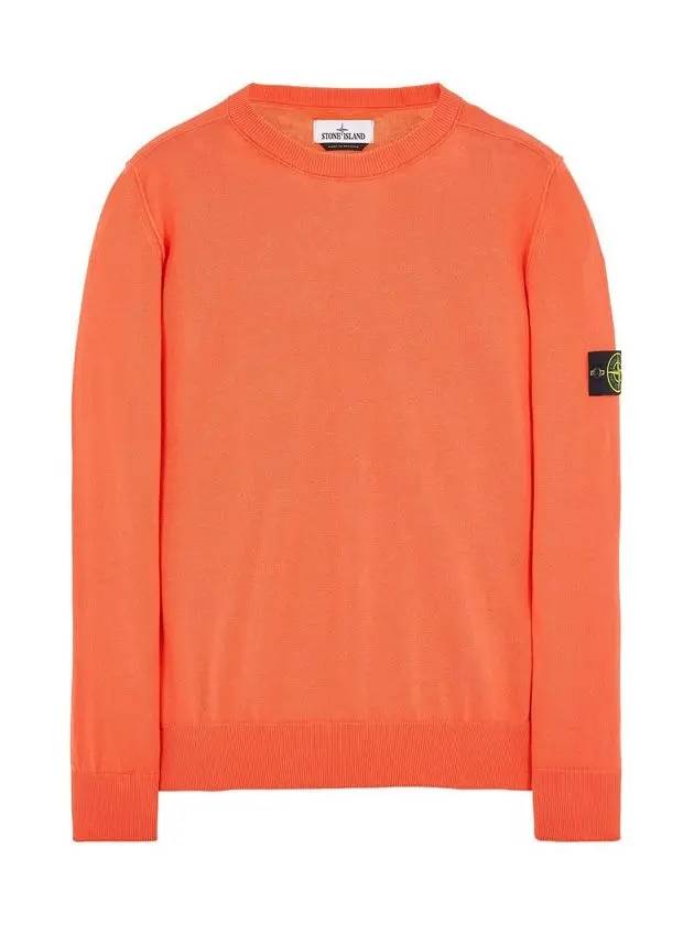 Wappen Patch Crew Neck Soft Cotton Knit Top Orange - STONE ISLAND - BALAAN 3