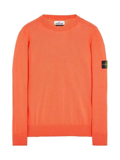 Wappen Patch Crew Neck Soft Cotton Knit Top Orange - STONE ISLAND - BALAAN 2