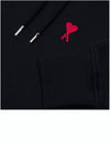 Heart Logo Cotton Hoodie Black - AMI - BALAAN 7