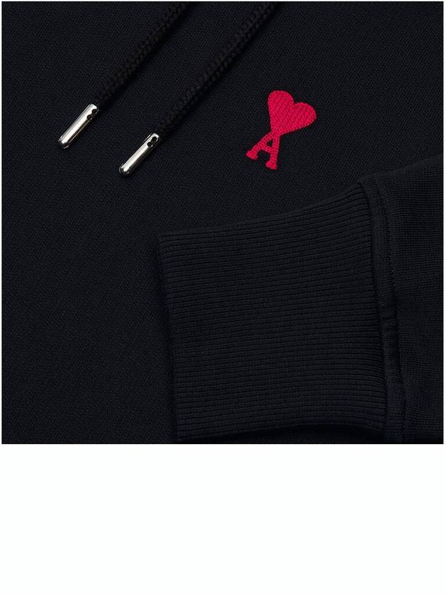 Heart Logo Cotton Hoodie Black - AMI - BALAAN 7