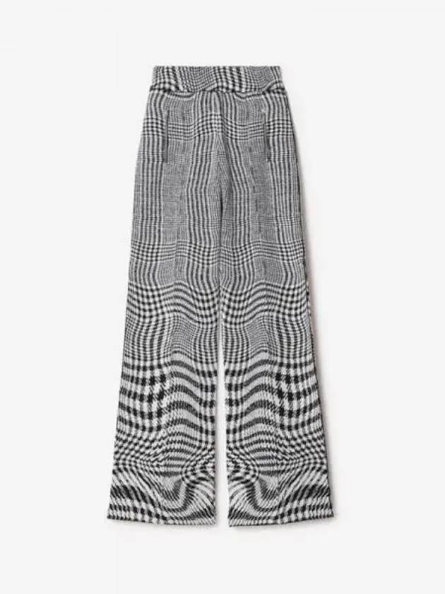 Warped Houndstooth Wool Blend Straight Pants Monochrome - BURBERRY - BALAAN 2