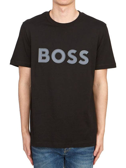 Logo Print Cotton Jersey Regular Fit Short Sleeve T-shirt Black - HUGO BOSS - BALAAN 2