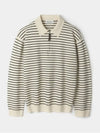 Striped collar half zip up knit Ivory - INDUST - BALAAN 7