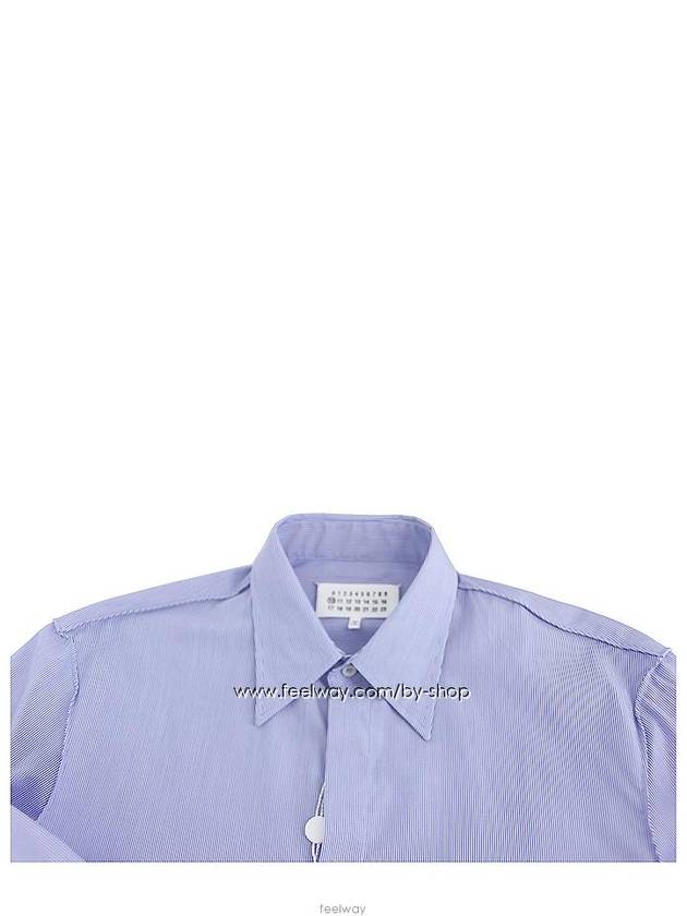 Backstitch Striped Long Sleeve Shirt Blue - MAISON MARGIELA - BALAAN.