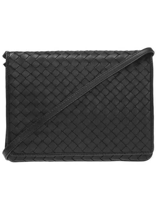 Intrecciato Flap Mini Cross Bag Black - BOTTEGA VENETA - BALAAN 1