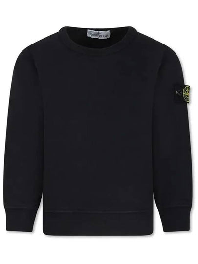 Kids Wappen Patch Organic Cotton Fleece Sweatshirt Black - STONE ISLAND - BALAAN 2