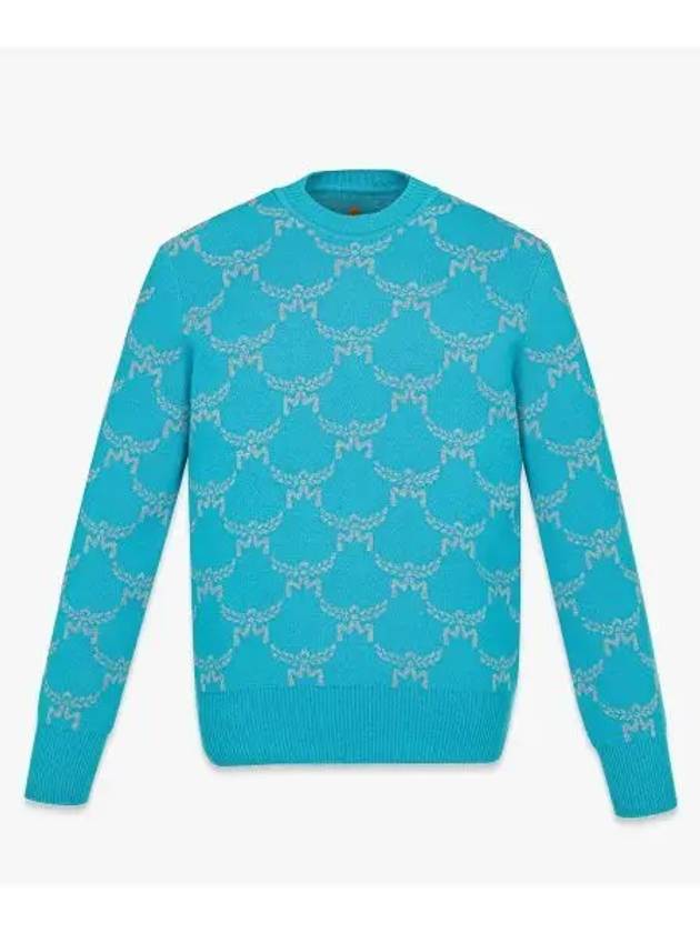 Logo Intarsia Knit Top Blue - MCM - BALAAN 2