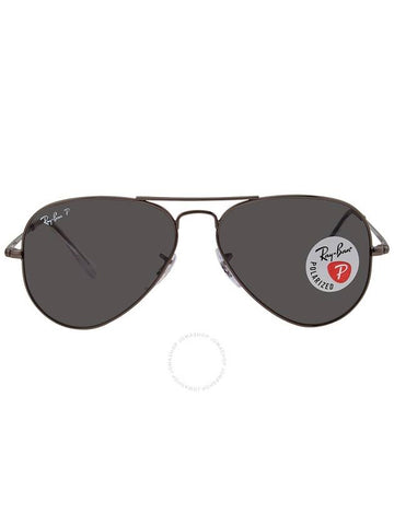 Ray Ban Aviator Metal II Polarized Black Aviator Unisex Sunglasses RB3689 004/48 55 - RAY-BAN - BALAAN 1