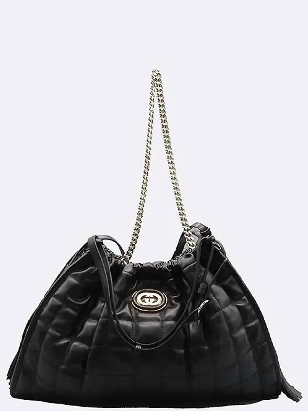 746210 Black Leather Interlocking G Quilted Deco Medium Shoulder Bag - GUCCI - BALAAN 4