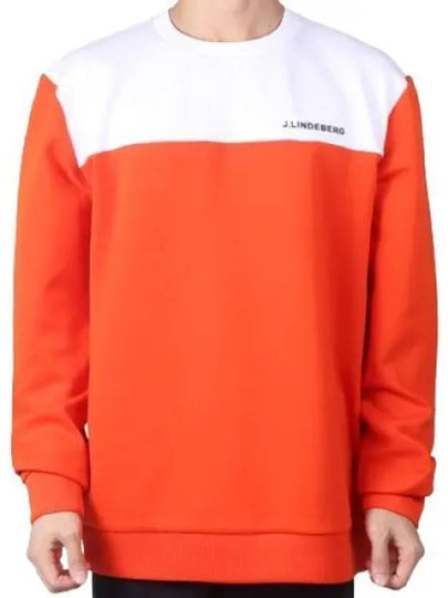 Men's Jeff Crew Neck Polyester Sweatshirt Fiery Red - J.LINDEBERG - BALAAN 2