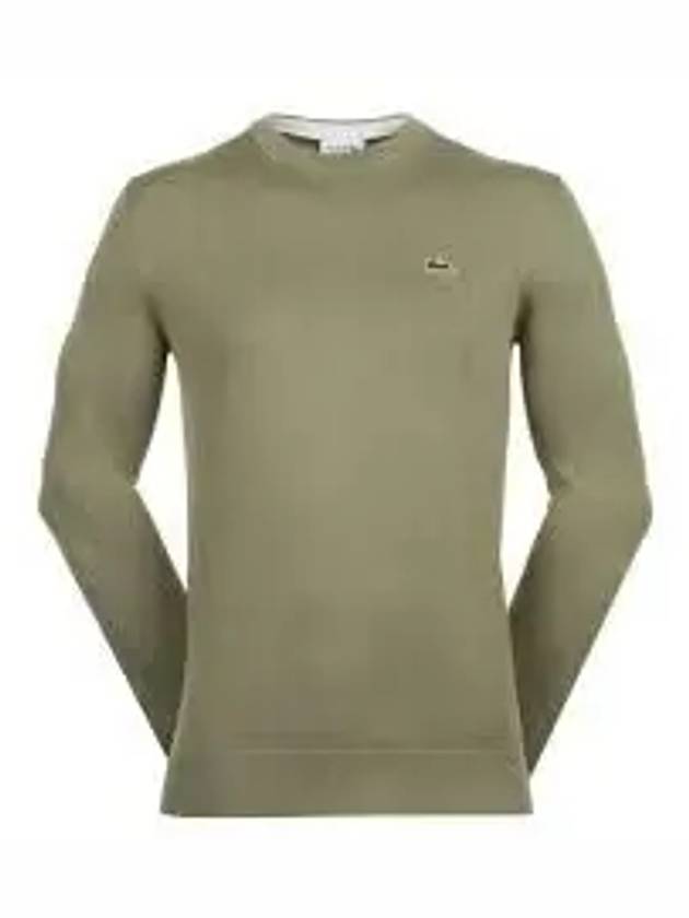 Organic Cotton Crew Knit Top Khaki - LACOSTE - BALAAN 2