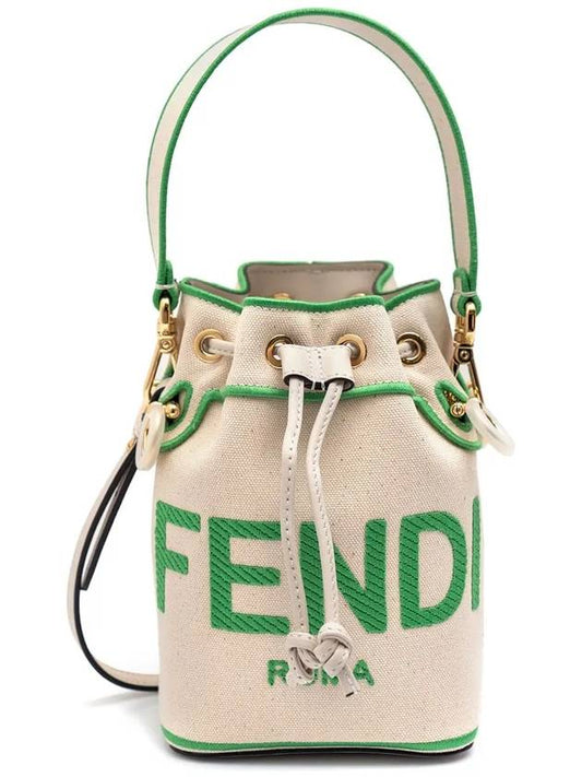 Roma Mon Treso Mini Canvas Bucket Bag Green - FENDI - BALAAN 2