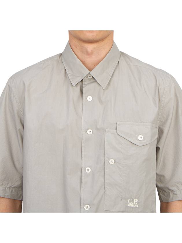 Cotton Popeline Short Sleeve Shirt Grey - CP COMPANY - BALAAN 6