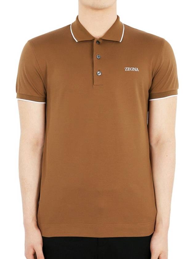 Men s Logo Cotton PK Short Sleeve Brown UB358A5 B746 D05 - ERMENEGILDO ZEGNA - BALAAN 2