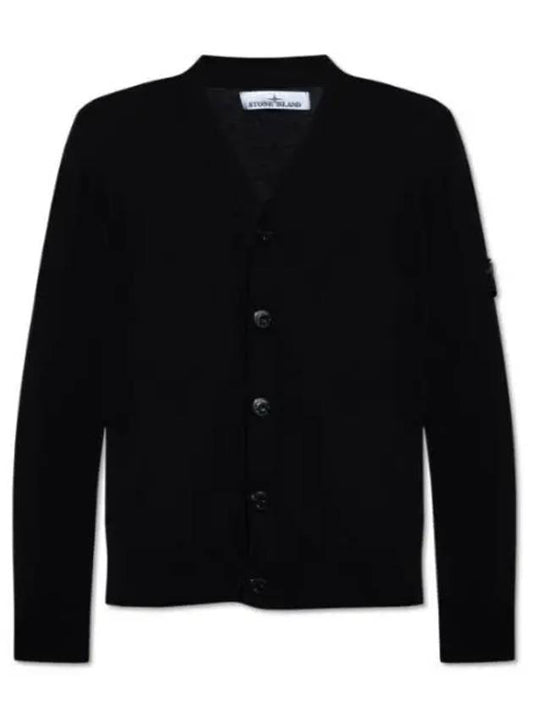 Logo Patch Cardigan Black - STONE ISLAND - BALAAN 2