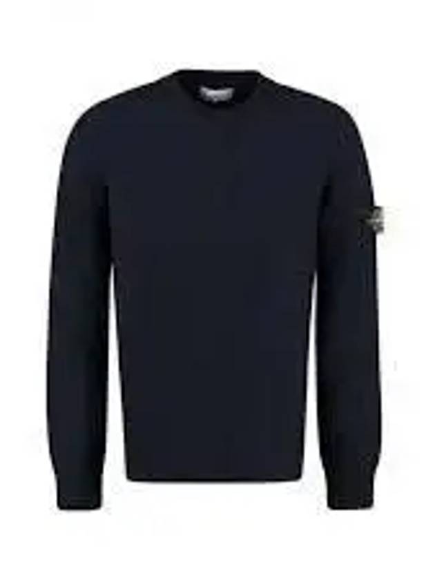 Men's Wappen Patch Crew Neck Wool Knit Top Navy - STONE ISLAND - BALAAN 2