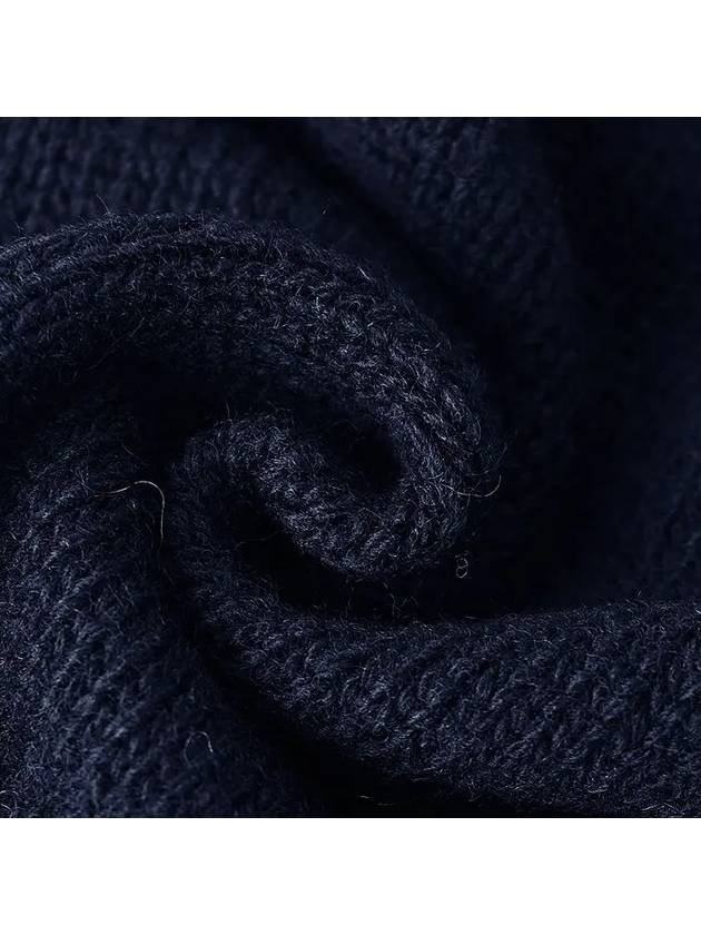 Logo Patch Crew Neck Wool Knit Top Navy - STONE ISLAND - BALAAN 7