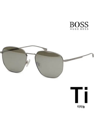 Hugo Boss titanium sunglasses BOSS0992FS RIWT4 matte metal frame mirror Asian fit - HUGO BOSS - BALAAN 1