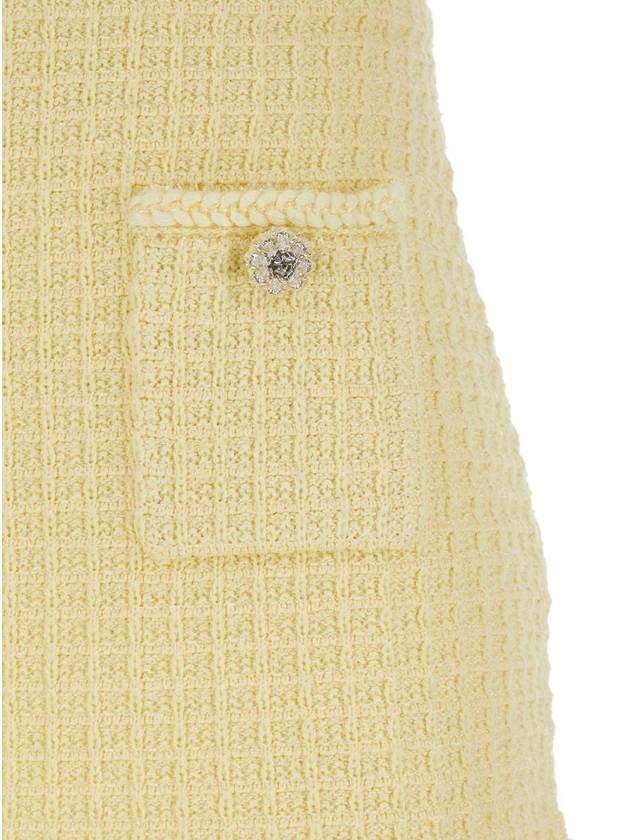 Mini Yellow Skirt With Flounce And Jewel Buttons In Tweed Woman - SELF PORTRAIT - BALAAN 3