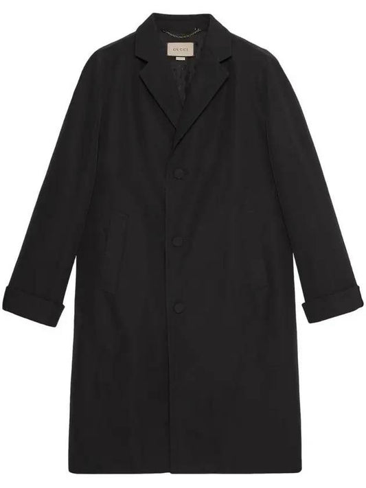 cotton poplin single coat black - GUCCI - BALAAN.