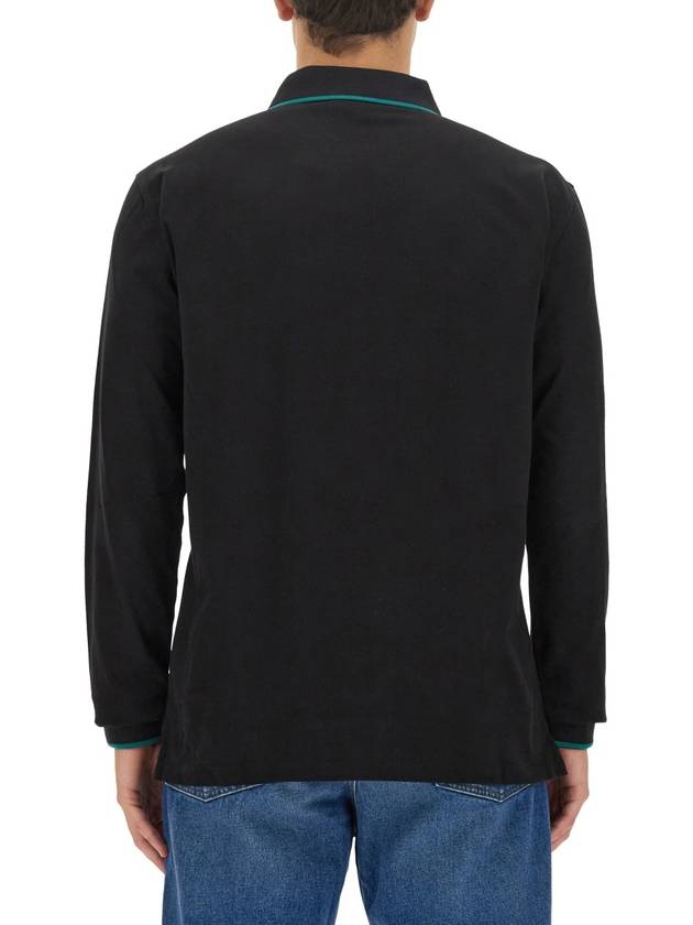 Zebra Patch Regular Fit Long Sleeve Polo Shirt Black - PAUL SMITH - BALAAN 4