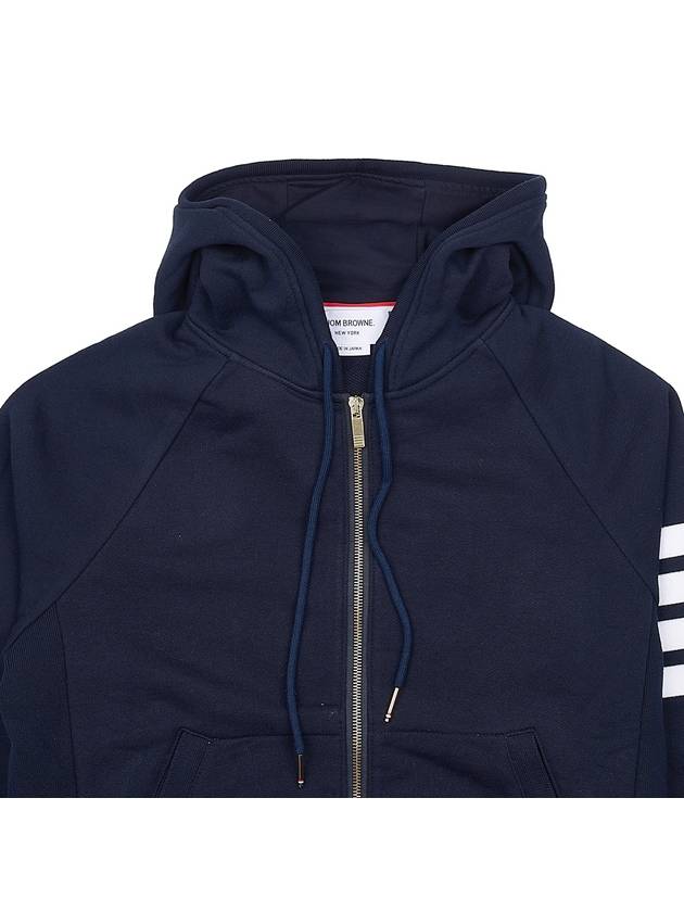 Engineered 4 Bar Diagonal Zip Up Hoodie Navy - THOM BROWNE - BALAAN 4