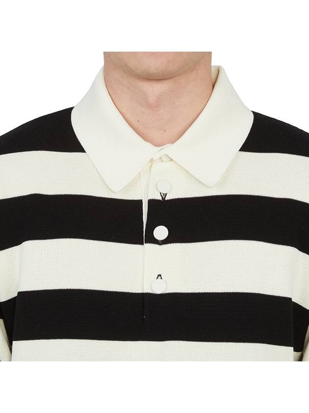 Men's Striped Cotton Polo Shirt Ivory Black - GUCCI - BALAAN 9