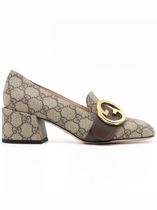 Blondie Metal Logo Pumps Heel Beige - GUCCI - BALAAN.