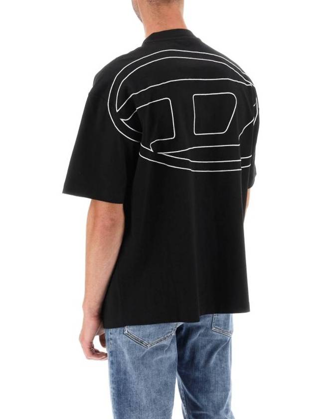 Maxi Oval D Embroidered Short Sleeve T-Shirt Black - DIESEL - BALAAN 4