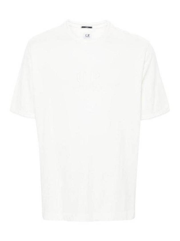 Tacting Piquet Logo Short Sleeve T-Shirt White - CP COMPANY - BALAAN 2