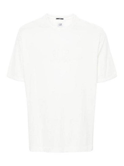 Tacting Piquet Logo Short Sleeve T-Shirt White - CP COMPANY - BALAAN 2