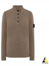 Wappen Patch Half Button Lambswool Knit Top Brown - STONE ISLAND - BALAAN 2