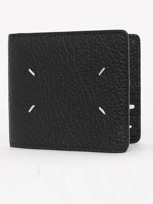 Stitched Leather Bifold Half Wallet Black - MAISON MARGIELA - BALAAN 4